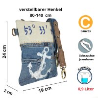 Sunsa Canvas Bag small blue shoulder bag jeans stone washed crossbody colorful