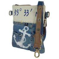 Sunsa Canvas Bag small blue shoulder bag jeans stone washed crossbody colorful
