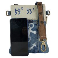 Sunsa Canvas Bag small blue shoulder bag jeans stone washed crossbody colorful