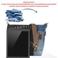 Sunsa Umhängetasche aus Jeansstoff & Canvas. Crossbody mit Vintage Motiv