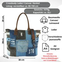 Sunsa XXL Vintage Tasche, Badetasche Weekender Shopper aus Jeansstoff & Canvas
