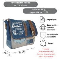 Sunsa Canvas Damen Messengertasche, Jeansstoff-Umhängetasche