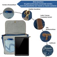 Sunsa Canvas Damen Messengertasche, Upcycling Jeans Umhängetasche
