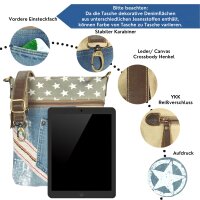 Sunsa Umhängetasche aus Canvas & Jeansstoff. Crossbody Bag