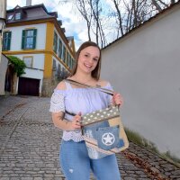 Sunsa Umhängetasche aus Canvas & Upcycling Jeans. Crossbody Bag