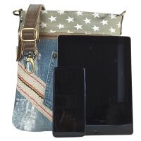 Sunsa Umhängetasche aus Canvas & Upcycling Jeans. Crossbody Bag
