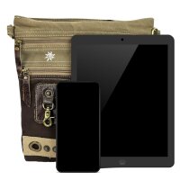 Domelo Umhängetasche. Canvas Trachtentasche mit Hirsch-Motiv, braun/ Khaki grün