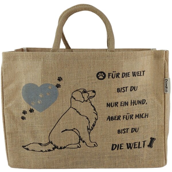 Domelo große Jute Einkaufskorb, 100 % Vegane Einkaufstasche/ Handtasche