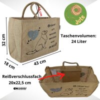 Domelo große Jute Einkaufskorb, 100 % Vegane Einkaufstasche/ Handtasche