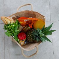 Domelo große Jute Einkaufskorb, 100 % Vegane Einkaufstasche/ Handtasche