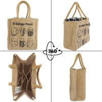 Domelo kleine Jute Einkaufstasche, Flaschenträger mit 6 Fächer. 100% Vegane Bierflaschenträge