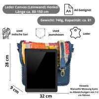 Sunsa Damen Messenger Tasche. Umhängetasche aus Upcycling Saree & Jeans