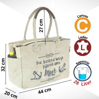 Sunsa Vintage Shopper beach bag made of beige canvas with leather