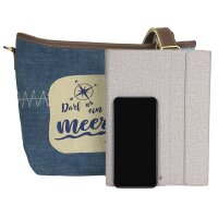 Sunsa Damen Maritim in Vintage Stil Umhängetasche. Schultertasche aus Upcycling Jeans