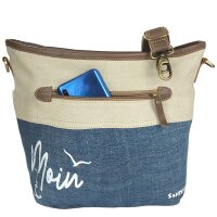Sunsa Damen Maritim in Vintage Stil Umhängetasche. Schultertasche aus Upcycling Jeans