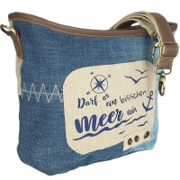 Sunsa Damen Maritim in Vintage Stil Umhängetasche. Schultertasche aus Upcycling Jeans
