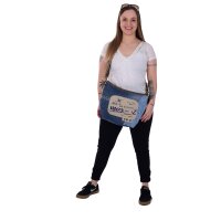 Sunsa Damen Maritim in Vintage Stil Umhängetasche. Schultertasche aus Upcycling Jeans