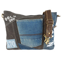 Sunsa Umhängetasche aus Jeansstoff und schwarzen...
