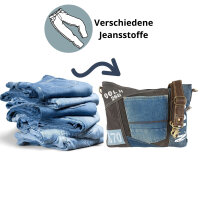 Sunsa Umhängetasche aus Jeansstoff und schwarzen Canvas. Tasche