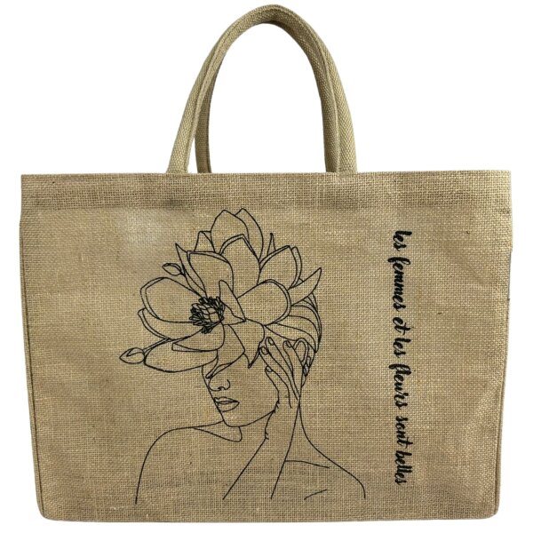 Domelo große Jute Einkaufskorb, 100% Vegane Einkaufstasche/ Handtasche