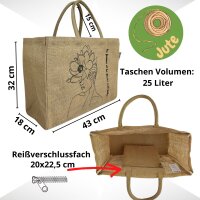 Domelo große Jute Einkaufskorb, 100% Vegane Einkaufstasche/ Handtasche