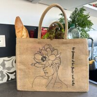 Domelo große Jute Einkaufskorb, 100% Vegane Einkaufstasche/ Handtasche