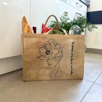 Domelo große Jute Einkaufskorb, 100% Vegane Einkaufstasche/ Handtasche
