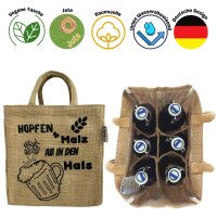 Domelo kleine Jute Einkaufstasche, Flaschenträger mit 6 Fächer. 100% Vegane Bierflaschenträge #1