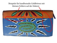 Handbemalte Ledergeldbörse aus echtem Leder, Sonne XL
