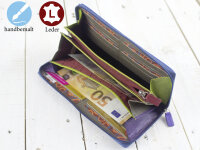 Handbemalte Ledergeldbörse aus echtem Leder, Sonne XL