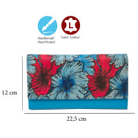Ledergeldbörse aus echtem Leder, Blumen Design XL