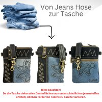 Sunsa kleine Umhängetasche aus Jeansstoff & schwarzes Canvas