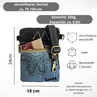 Sunsa kleine Umhängetasche aus Jeansstoff & schwarzes Canvas