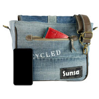 Sunsa Jeans Messengertasche, Recycelte Jeans Umhängetasche