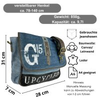 Sunsa Jeans Messengertasche, Upcycling Jeans Umhängetasche