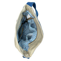 Sunsa Umhängetasche. Crossover Tasche aus recycelte Jeans Canvas & Leder. Große Schultertasche mit Berlin Design