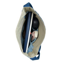 Sunsa Umhängetasche. Crossover Tasche aus recycelte Jeans Canvas & Leder. Große Schultertasche mit Berlin Design