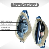 Sunsa Umhängetasche. Crossover Tasche aus Upcycling Jeans Canvas & Leder. Große Schultertasche mit Berlin Design