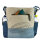 Sunsa Umhängetasche. Crossover Tasche aus recycelte Jeans Canvas & Leder. Große Schultertasche mit Berlin Design