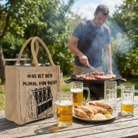 Domelo kleine Jute Einkaufstasche, Flaschenträger mit 6 Fächer. 100% Vegane Bierflaschenträge