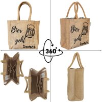 Domelo kleine Jute Einkaufstasche, Flaschenträger mit 6 Fächer. 100% Vegane Bierflaschenträge
