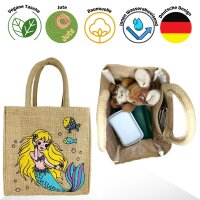 Domelo Mädchentasche, Jute Handtasche für Mädchen, kleine Kindertasche, Sommer Mädchen Tasche, Mädchen Badetasche mit Meerjungfrau Motiv.