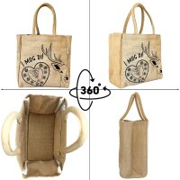 Domelo Jute Trachten Einkaufskorb, 100 % Vegane Einkaufstasche. Kleine Damenhandtasche