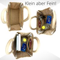 Domelo Jute Trachten Einkaufskorb, 100 % Vegane Einkaufstasche. Kleine Damenhandtasche