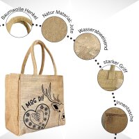 Domelo Jute Trachten Einkaufskorb, 100 % Vegane Einkaufstasche. Kleine Damenhandtasche