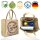 Domelo Jute Einkaufskorb, Vegane Einkaufstasche. Kleine Damenhandtasche, Kaffee Motiv