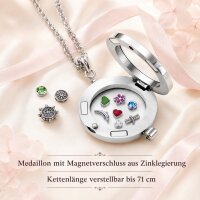 Set aus 11 Halsketten mit Glasmedaillon und Füllung von 7 Charms-Mix