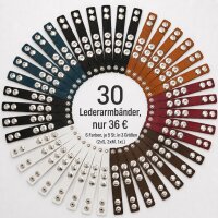 30 Lederarmbänder für Chunks. 6 Farben 3 Größen, Platz für 3 Nuggets